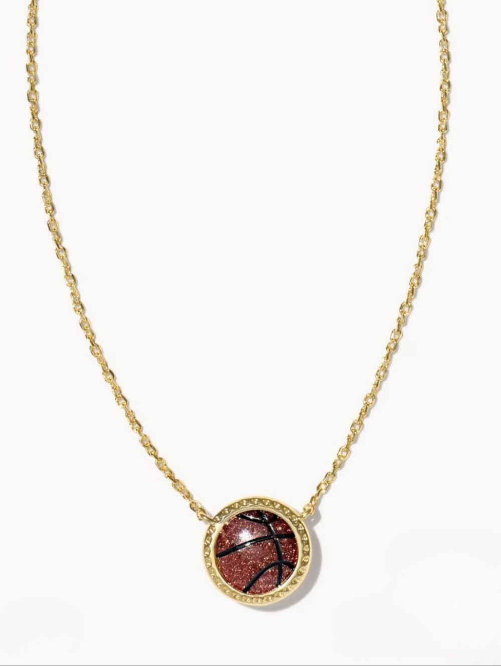 NWOT Kendra Scott Basketball Gold Short Pendant in Orange Goldstone